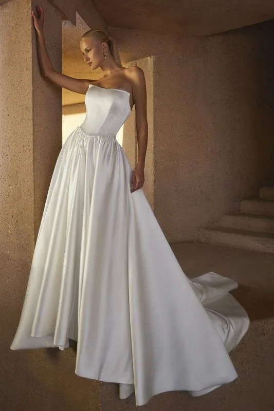 2619-1 Jovienne Size 10 Casablanca Diamond White Gown - Image 5