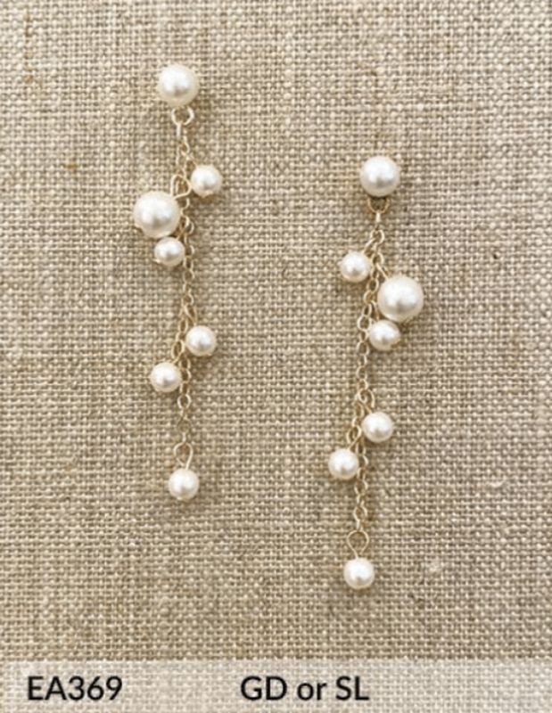 EA369 Silver/Pearl Pearl 2.5in Earrings