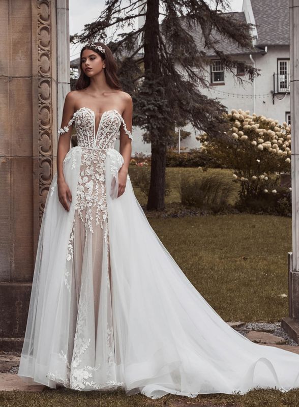 Calla Blanche Size 8 121101 Lilia Ivory/Light Nude Gown - Image 5