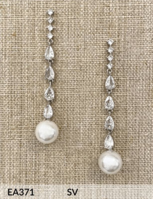 EA371 Silver Cubic Zirconia Teardrop 2.5in Earrings