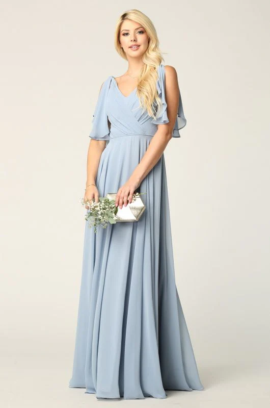 Eva Size S 3345 Dusty Blue Bridesmaid Dress