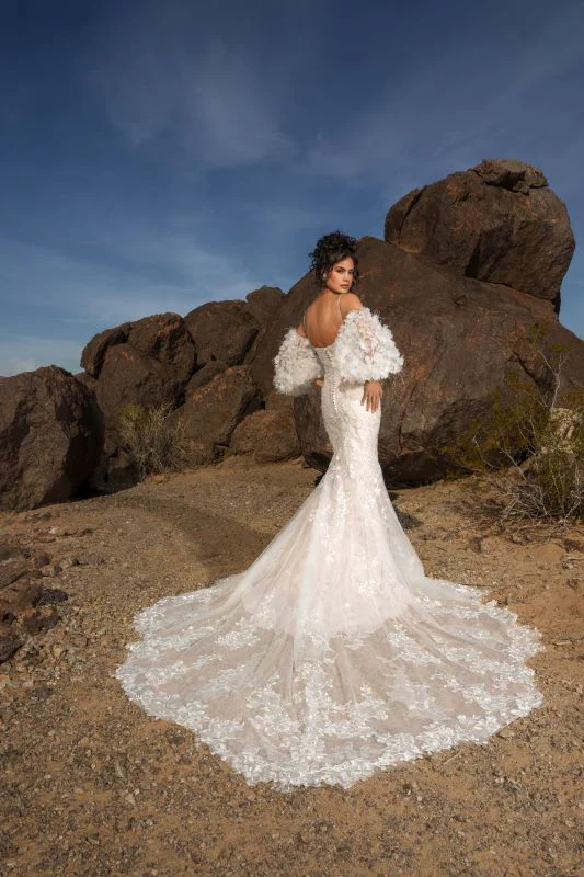Ivoire by Kitty Chen Size 14 Emma Ivory/Nude/Tan Gown - Image 5