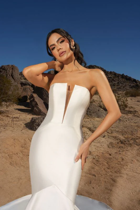 Ivoire by Kitty Chen Size 6 Oriana Ivory/Tan Gown - Image 4