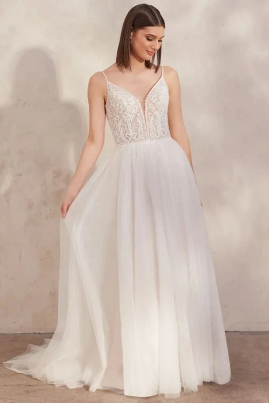 Justin Alexander Size 6 11257 Oralee Sand/Ivory/Nude Gown