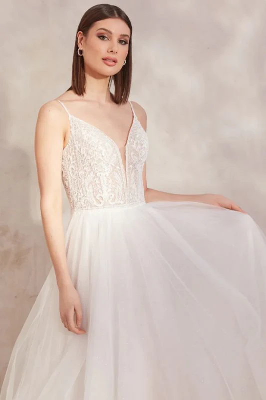 Justin Alexander Size 6 11257 Oralee Sand/Ivory/Nude Gown - Image 2