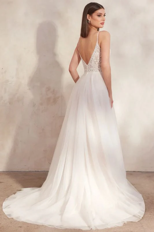 Justin Alexander Size 6 11257 Oralee Sand/Ivory/Nude Gown - Image 3