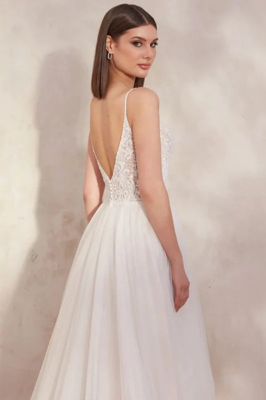 Justin Alexander Size 6 11257 Oralee Sand/Ivory/Nude Gown - Image 4