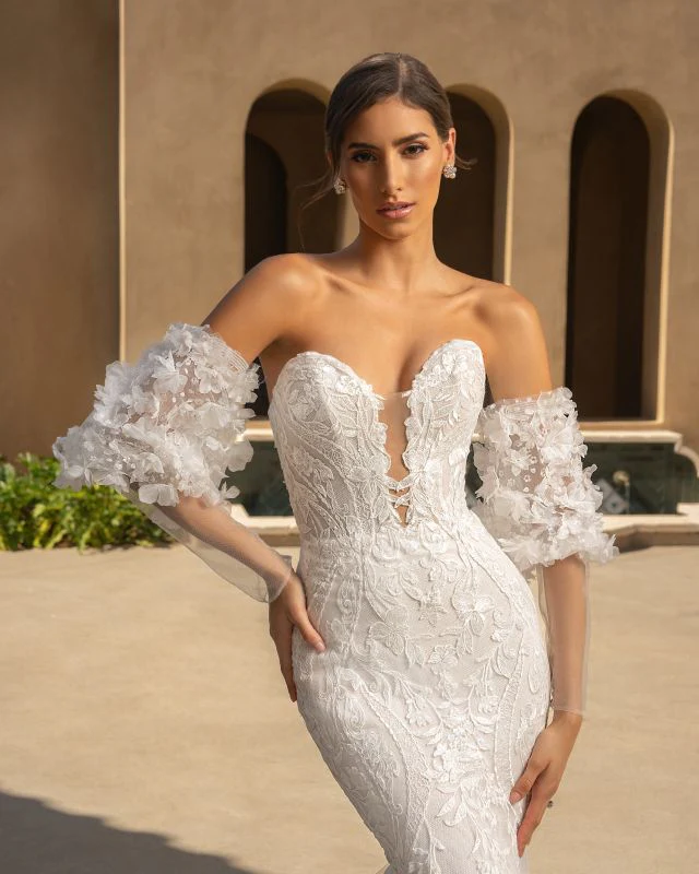 Kitty Chen Size 14 Ophelia Ivory Detachable Sleeves