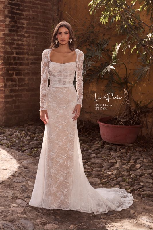 La Perle Size 10 LP2454 Taissa Ivory/Ivory Gown - Image 6