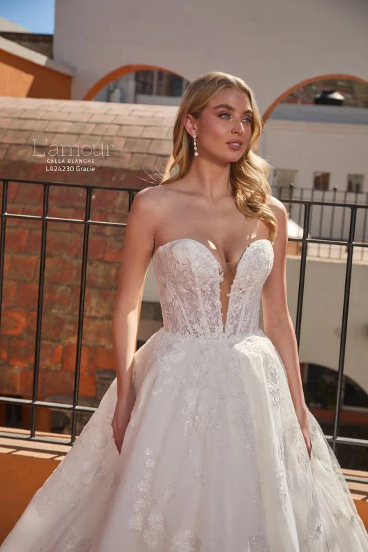 L'amour Size 8 LA24230 Gracie Ivory/Ivory Gown - Image 2