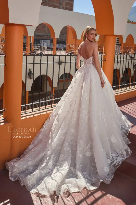 L'amour Size 8 LA24230 Gracie Ivory/Ivory Gown - Image 3
