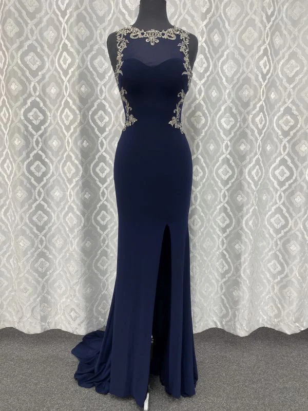 Size 0 Lore 8S1001 Navy/Silver Mother of Bride Dress