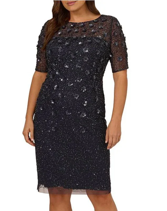 Size 10 Adrianna Papell AP1E207750 Navy Mother of Bride Dress
