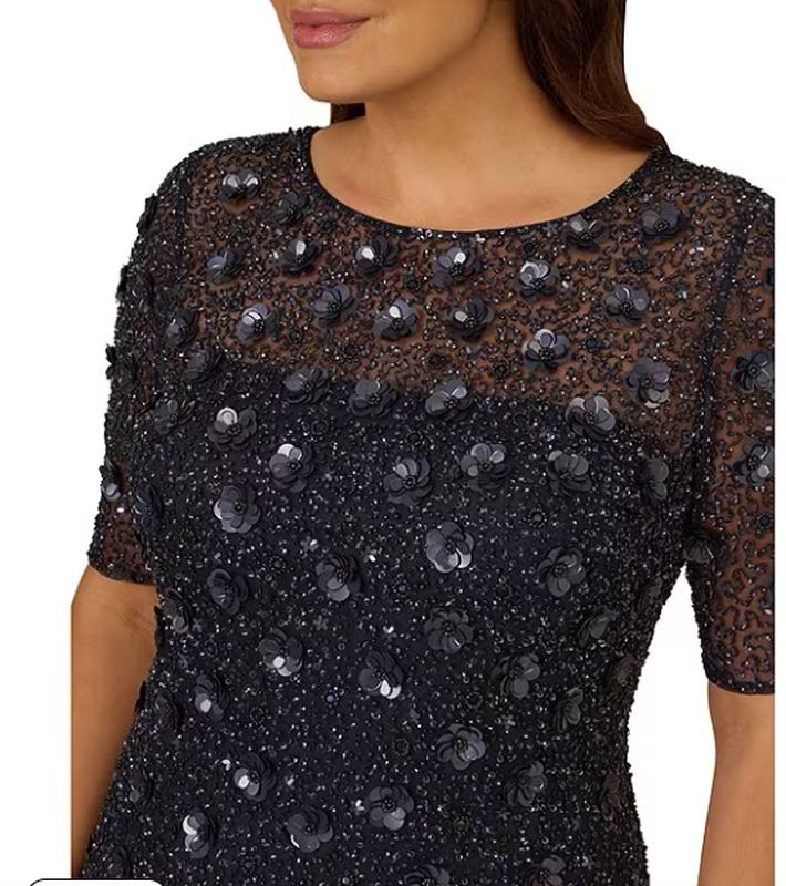 Size 10 Adrianna Papell AP1E207750 Navy Mother of Bride Dress - Image 2