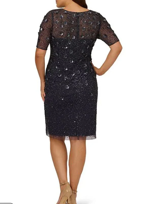Size 10 Adrianna Papell AP1E207750 Navy Mother of Bride Dress - Image 3