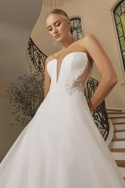 Casablanca Size 10 2562 Melrose Ivory/Nude/Silver Gown - Image 2