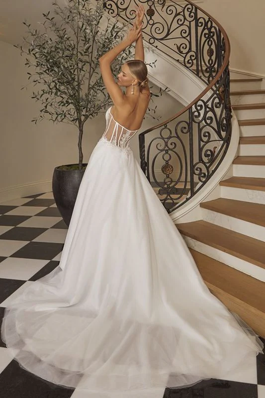 Casablanca Size 10 2562 Melrose Ivory/Nude/Silver Gown - Image 3