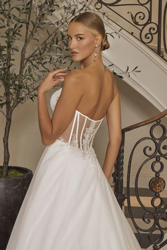 Casablanca Size 10 2562 Melrose Ivory/Nude/Silver Gown - Image 4