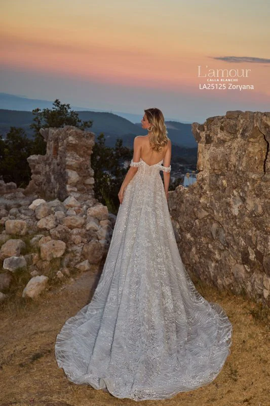 L'amour Size 10 LA25125 Zoryana Ivory/Light Nude Gown - Image 3