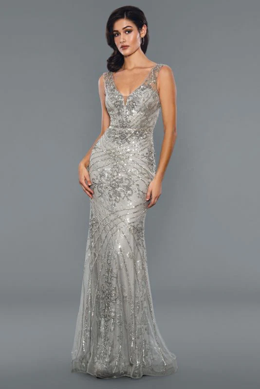 Stella Couture Size 10 21048 Silver Mother of Bride Dress