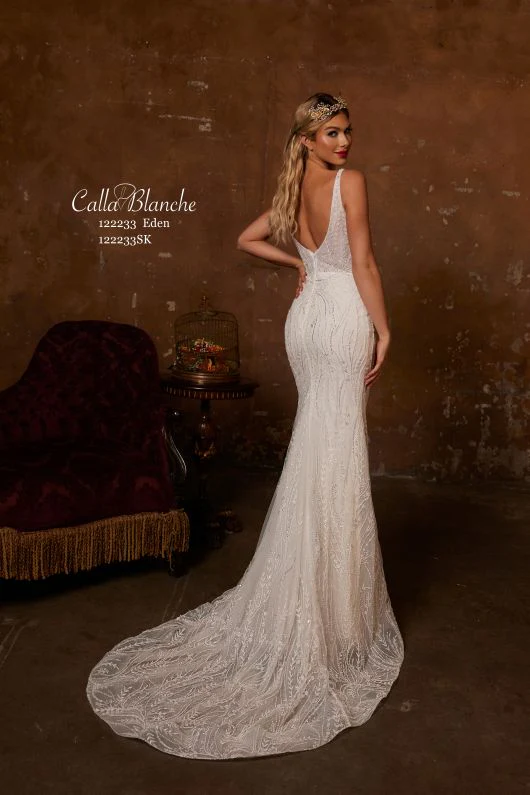 Size 12 Calla Blanche 122233 Eden Ivory/Ivory Gown - Image 3