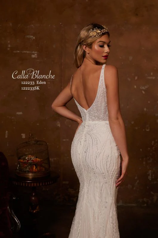 Size 12 Calla Blanche 122233 Eden Ivory/Ivory Gown - Image 4