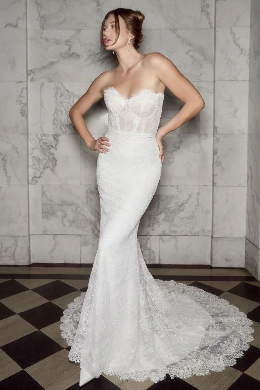 Size 12 Casablanca 2580 Cosette Ivory/Nude/Ivory Gown
