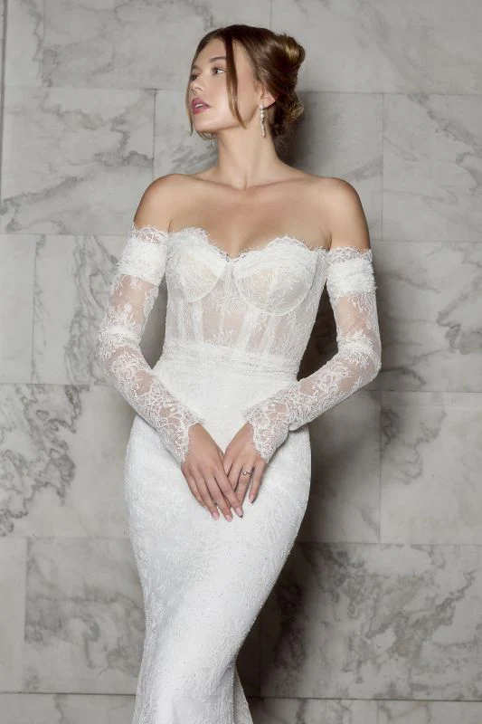 Size 12 Casablanca 2580 Cosette Ivory/Nude/Ivory Gown - Image 2
