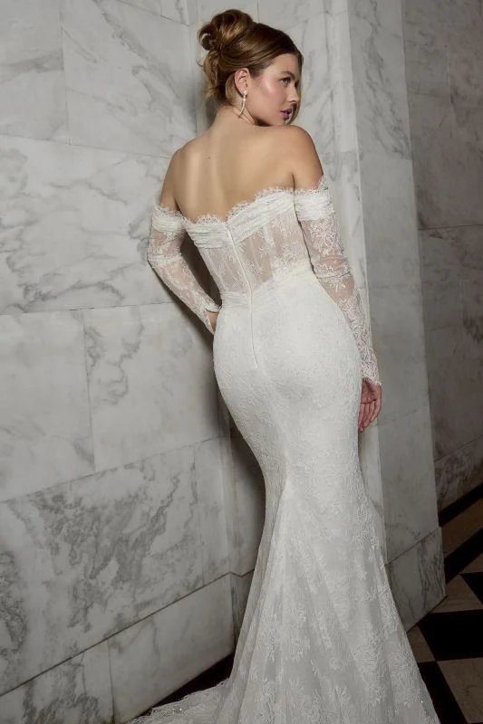 Size 12 Casablanca 2580 Cosette Ivory/Nude/Ivory Gown - Image 3