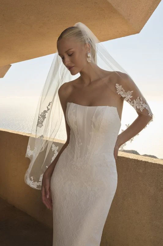 Size 12 Casablanca 2601 Veridiana Ivory/Ivory Gown - Image 3