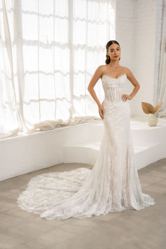 Size 12 Kitty Chen Francia Ivory/Nude Gown