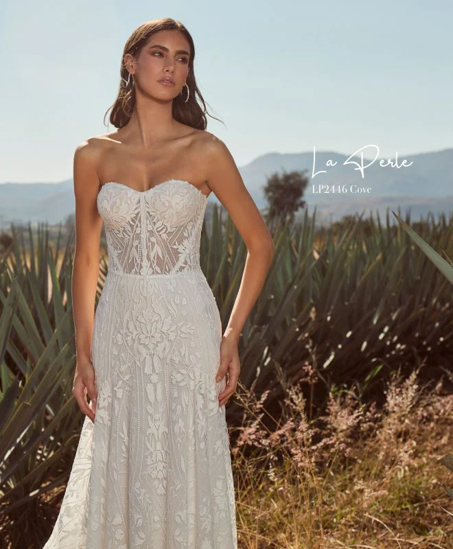 La Perle Size 12 LP2446 Cove Ivory Gown - Image 4
