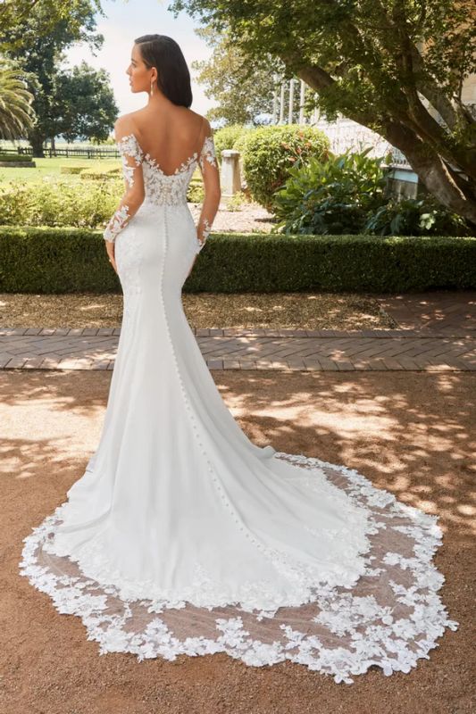 Size 12 Sophia Tolli Y22275 Celemtine Ivory/Nude Detachable Sleeves - Image 2