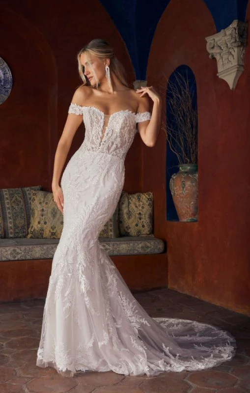 Size 14 Casablanca 2554 Rochelle Ivory/Nude/Silver Gown