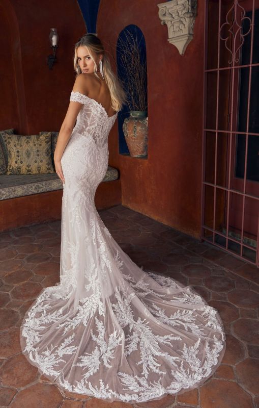 Size 14 Casablanca 2554 Rochelle Ivory/Nude/Silver Gown - Image 3