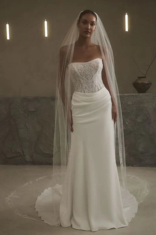 Size 14 Casablanca 2632 Ruthie Ivory/Nude/Ivory Gown - Image 7