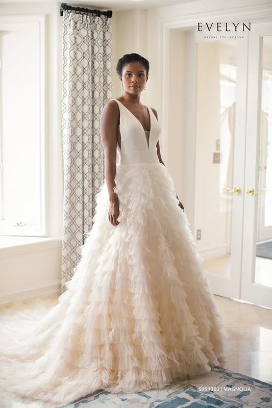 Size 14 Evelyn Bridals S191303 Magnolia Ivory/Pink Gown