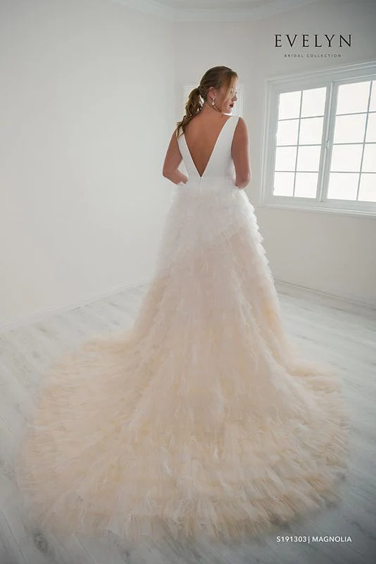 Size 14 Evelyn Bridals S191303 Magnolia Ivory/Pink Gown - Image 2