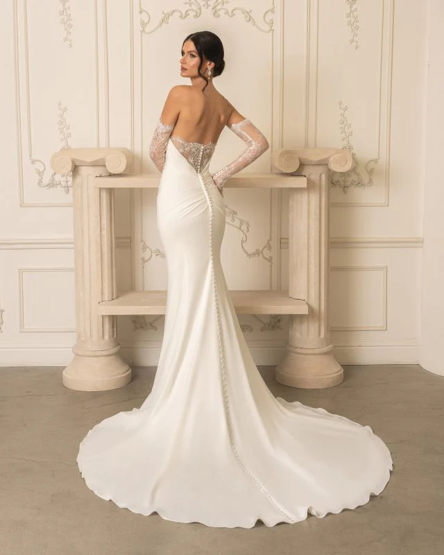 Size 14 Ivoire by Kitty Chen Esme Diamond White/Khaki/Tan Gown - Image 3