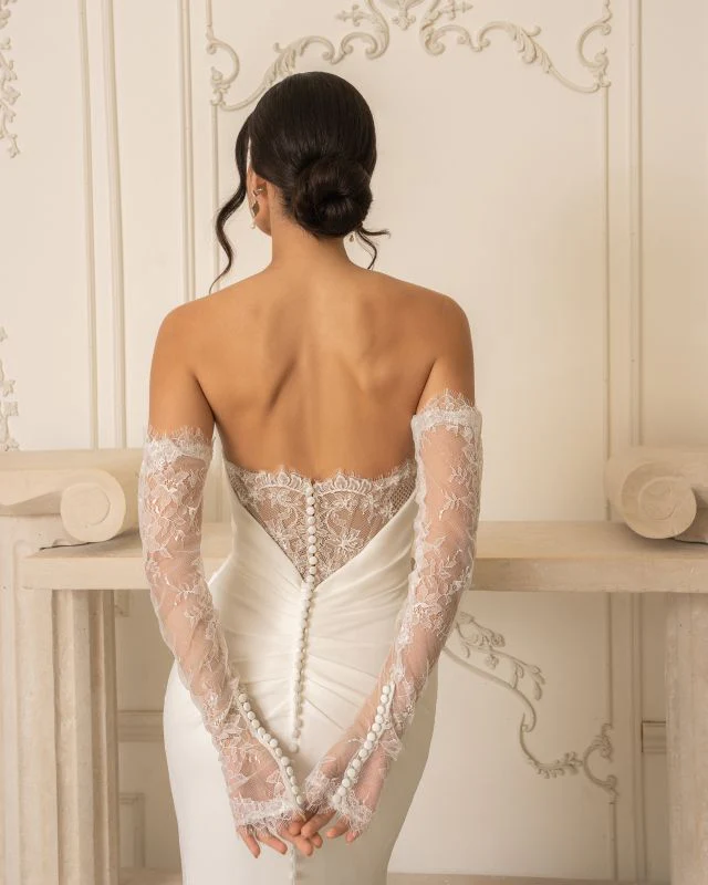 Size 14 Ivoire by Kitty Chen Esme Diamond White/Khaki/Tan Gown - Image 4