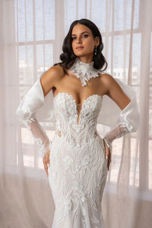 Size 14 Kitty Chen Alaya Ivory/Nude/Tan Gown - Image 3