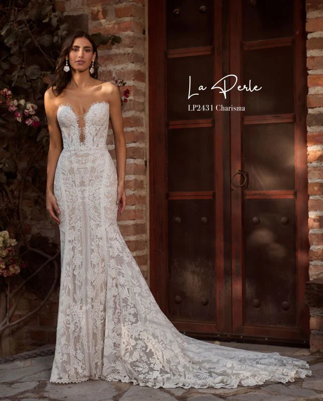 La Perle Size 14 LP2431 Charisma Ivory/Light Nude Gown - Image 4