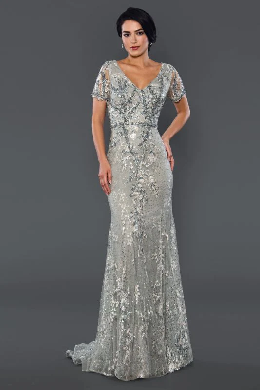 Stella Couture Size 14 22062 Silver Mother of Bride Dress