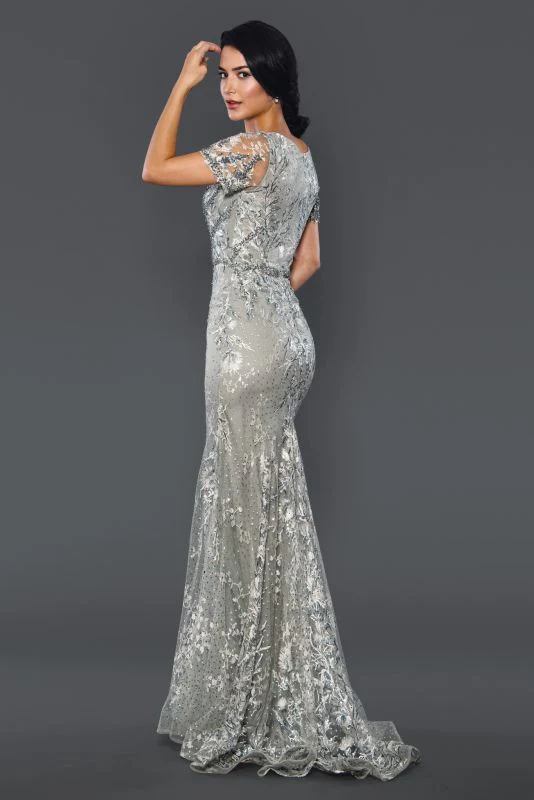 Stella Couture Size 14 22062 Silver Mother of Bride Dress - Image 2