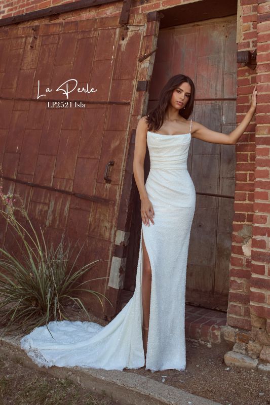 La Perle Size 16 LP2521 Isla Ivory Gown