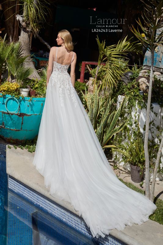 L'amour Size 16 LA24243 Laverne Ivory/Light Nude Gown - Image 3