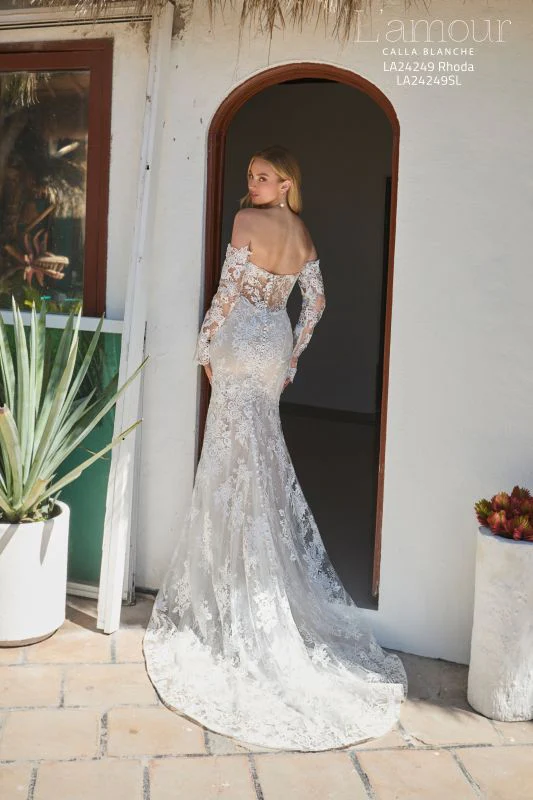 L'amour Size 16 LA24249 Rhoda Ivory/Ivory Gown - Image 3