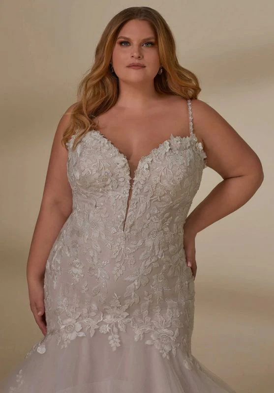 Size 22W Mori Lee 3398 Leia Ivory/Champagne/Honey Gown - Image 3