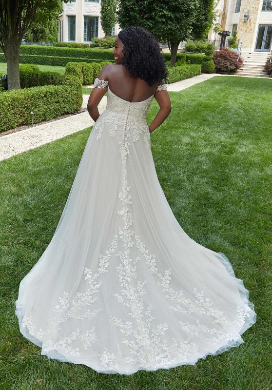 Mori Lee Size 22W 3420 Ivory/Champagne Gown - Image 4