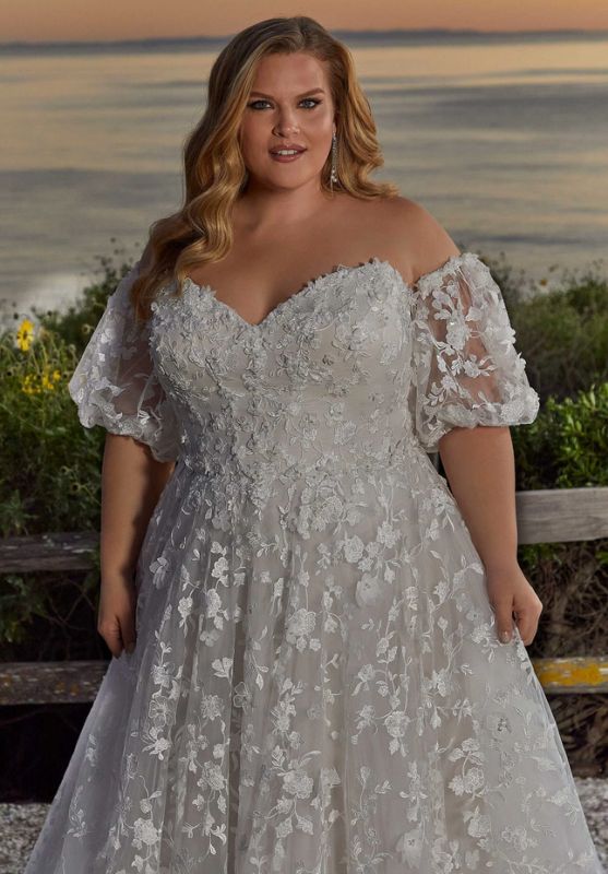 Size 30W Mori Lee 3400 Laura Ivory Gown - Image 3